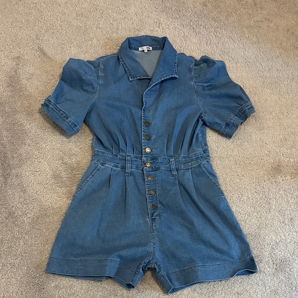 Fashion Nova Blue Denim Romper